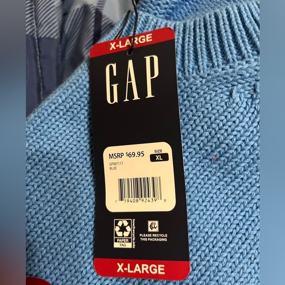 NWT Gap Women's Blue Crewneck Sweater XL - Picture 5 of 7